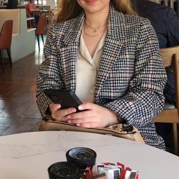 Oversized Plaid Blazer (size:XS, Brand: Old Navy, colour: black & pink) - Picture 5 of 6